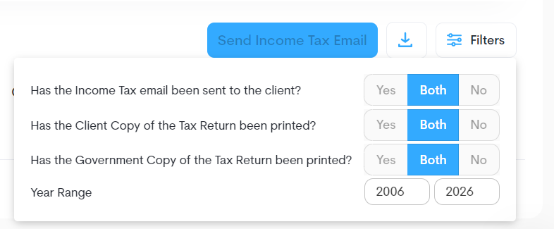 Image of filter menu. See information above.