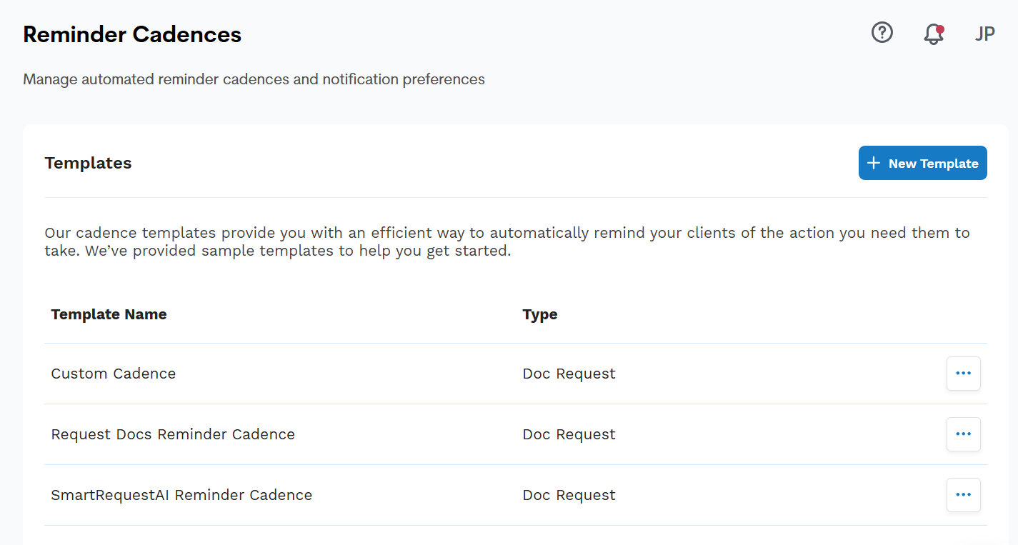 Automated Reminders Settings Page