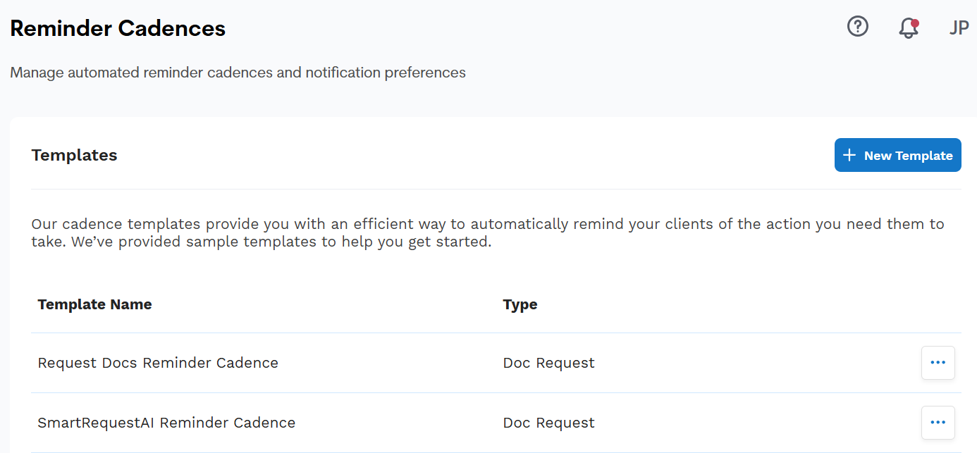 Automated Reminders Settings Page