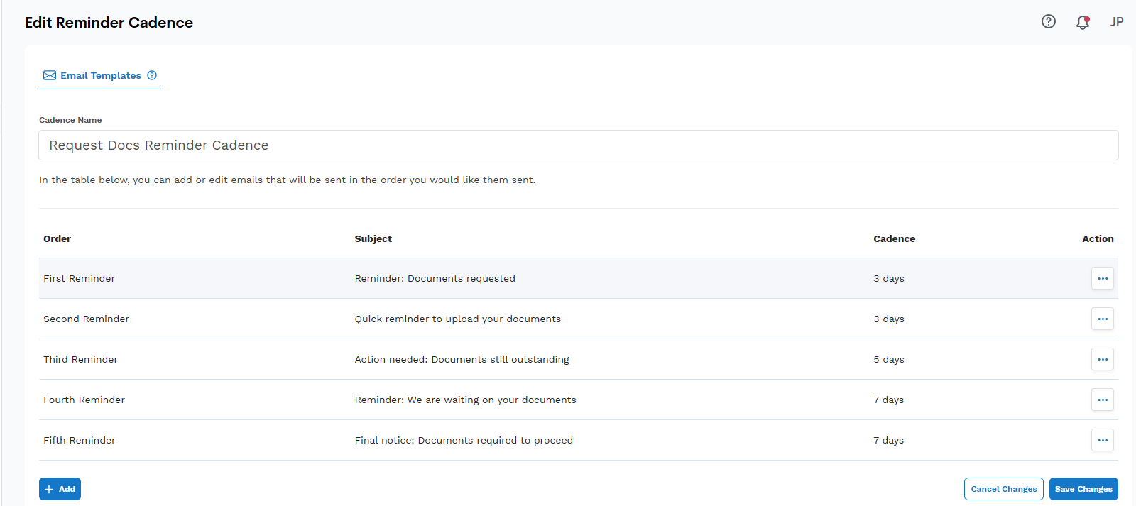 Editing a Cadence Template