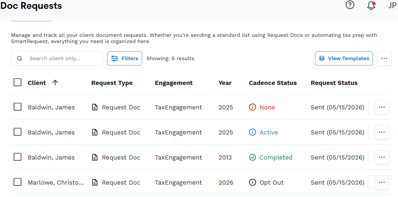 Managing Cadences in the Doc Request Workflow