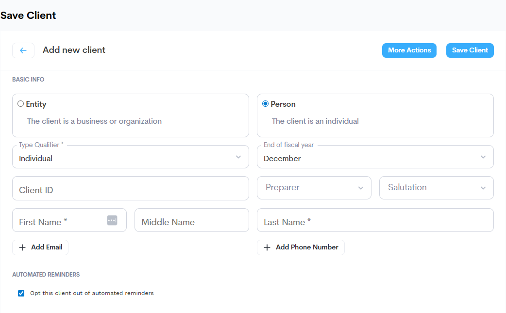 Step 3: Complete client creation