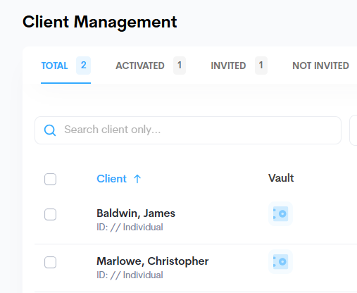 Step 1: Client Management Page