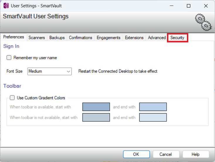 Step 3: Select Security tab