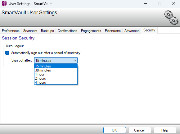 Step 5: Select timeout period from dropdown