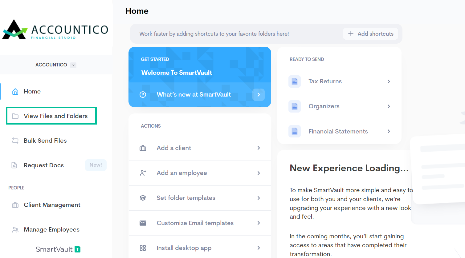 Find View files and folders in the left navigation menu. See above for details