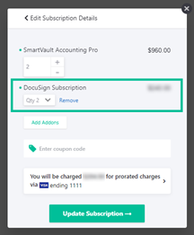 Image of edit subscription details window. See information above